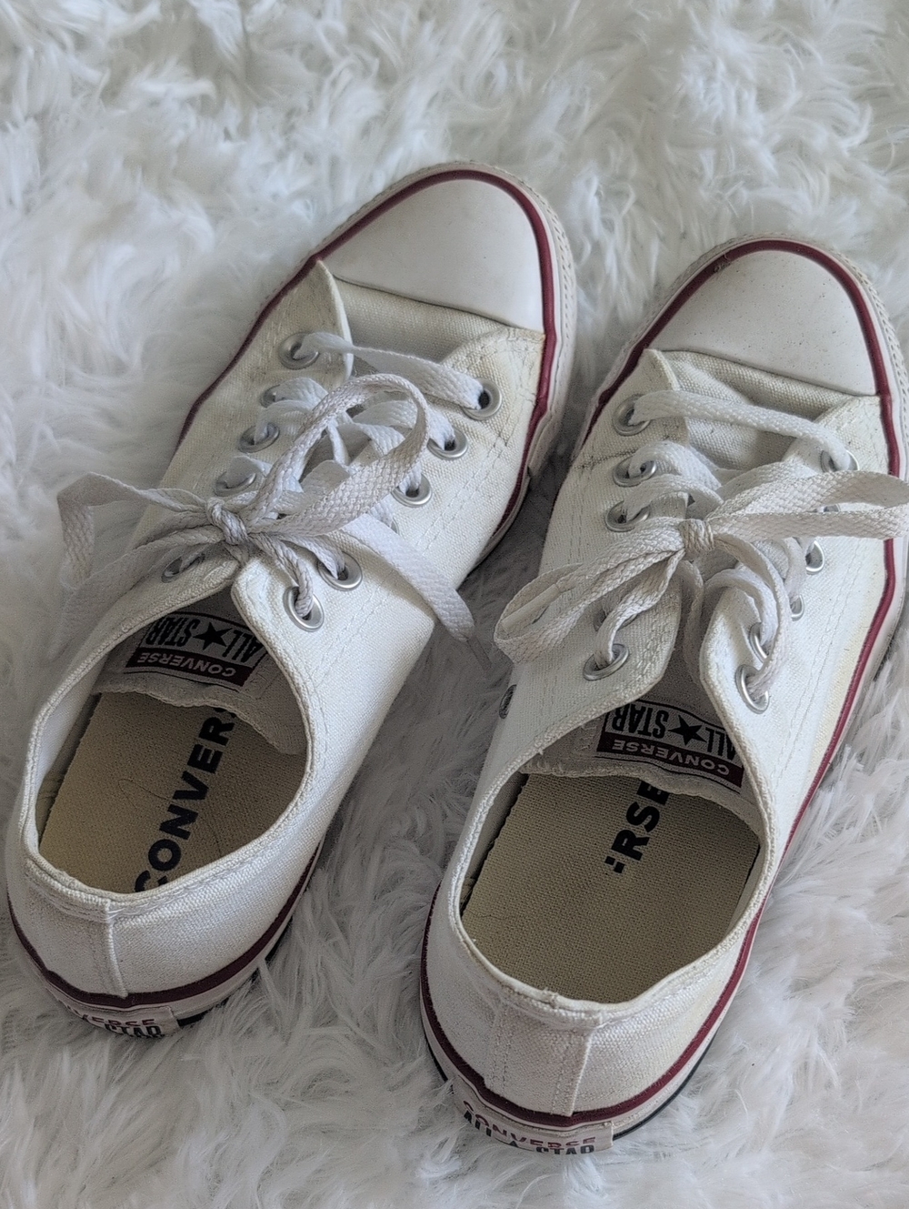 Converse Kids White Canvas Sneakers with Red Trim